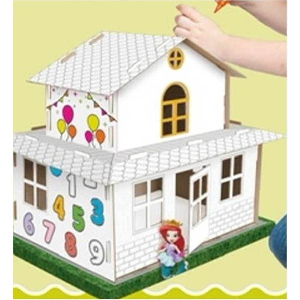 Hdg Karton Maket Boyama Evi Eğitici ve Öğretici Oyun Evi 41X26X42 cm - Beyaz Eğitici Oyuncak Fiyatı