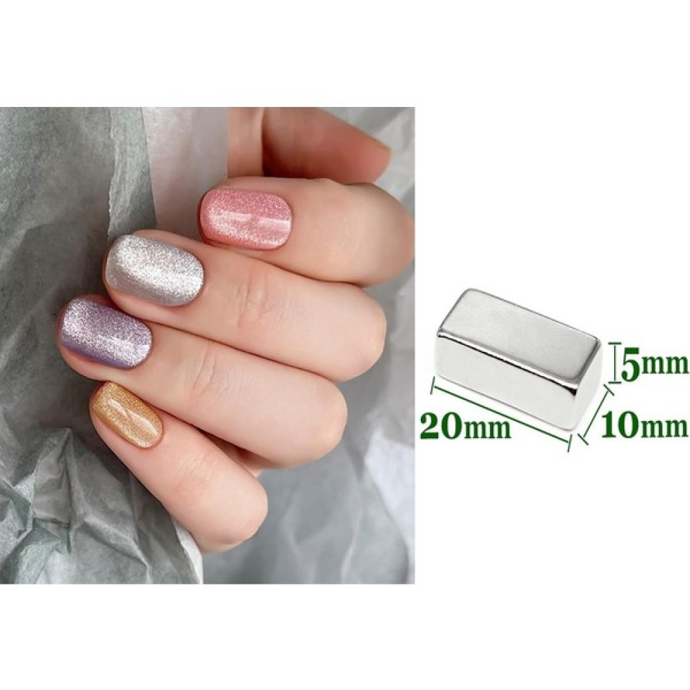 Hdg Mıknatıs Kedi Gözü Uygulaması Için Dikdörgen Neodyum 20X10X5 mm - 1 Adert - Gümüş Oje Fiyatı