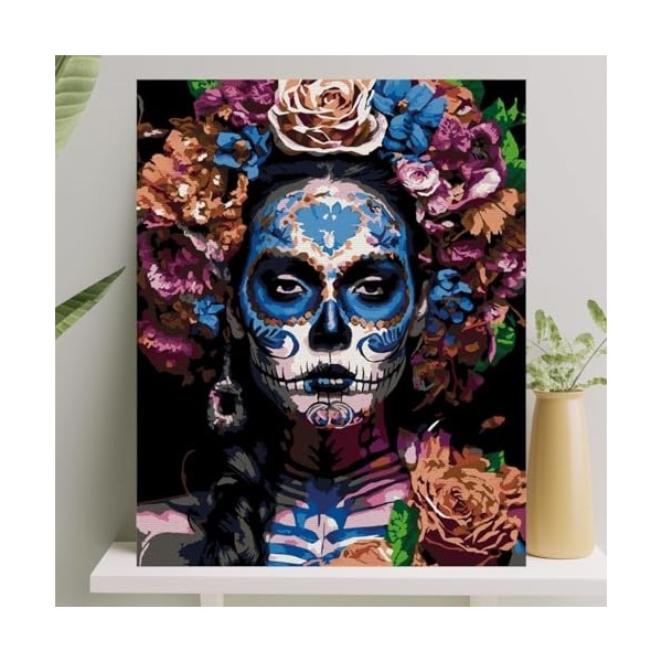 HDY Store Sayılarla Boyama Tuval Seti 40X50 cm Fırça Boya Dahil Ölüler Günü Temasıyla Eğlenceli Sanat Deneyimi - Mavi Diğer Fiyatı
