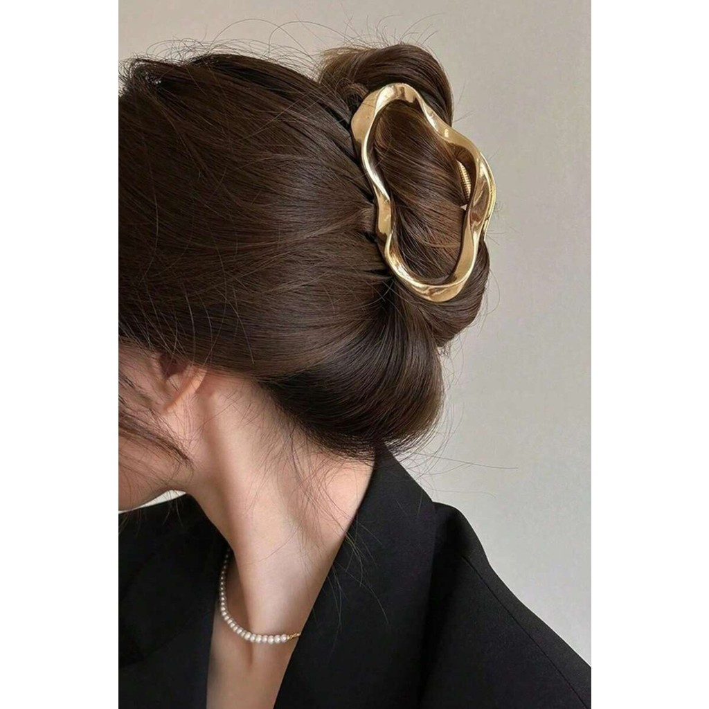 H&E Design Kadın Gold Metal Büyük Boy Tarz Premium Ithaltoka - standart - Renkli Toka, Taç & Saç Bandı Fiyatı