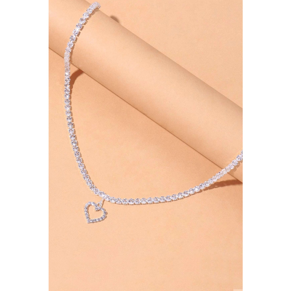 H&E DESIGN Kadın Zirkon Taşlı Su Yolu Rhinestone Kalp Kolye Bijuteri Kolye Fiyatı