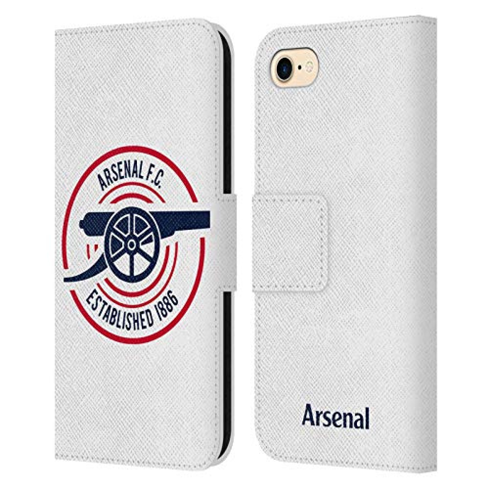 Head Case Designs Officially Licensed Arsenal FC 1886 Crest and Gunners Logo Leather Book Wallet Case Cover Compatible with Apple iPhone 7/8 / SE 2020 & 2022