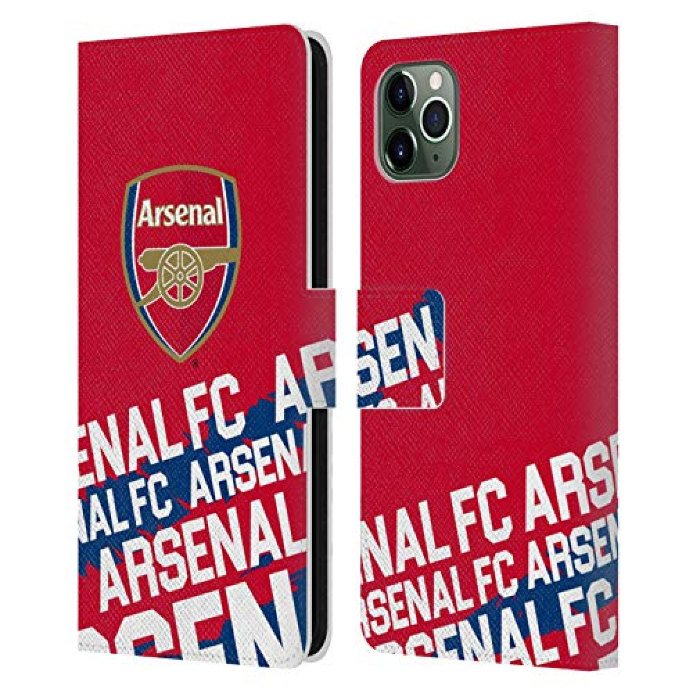 Head Case Designs Officially Licensed Arsenal FC Impact Crest and Gunners Logo Leather Book Wallet Case Cover Compatible with Apple iPhone 11 Pro Max
