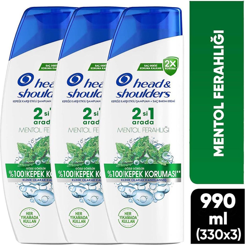 Head&Shoulders Mentol Ferahlığı 2in1 Şampuan 330 ml x 3 Saç Bakım Maskeleri & Serumlar & Spreyler Fiyatı