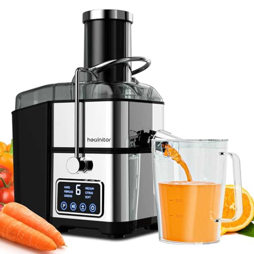 Healnitor 1200W 6-Speed Digital Screen Centrifugal Juicer Machines Vegetable and Fruit, Juice Extractor with 3'' Big Wide Chute, Easy Clean, BPA-Free, High Juice Yield, Silver Juicers Fiyatı