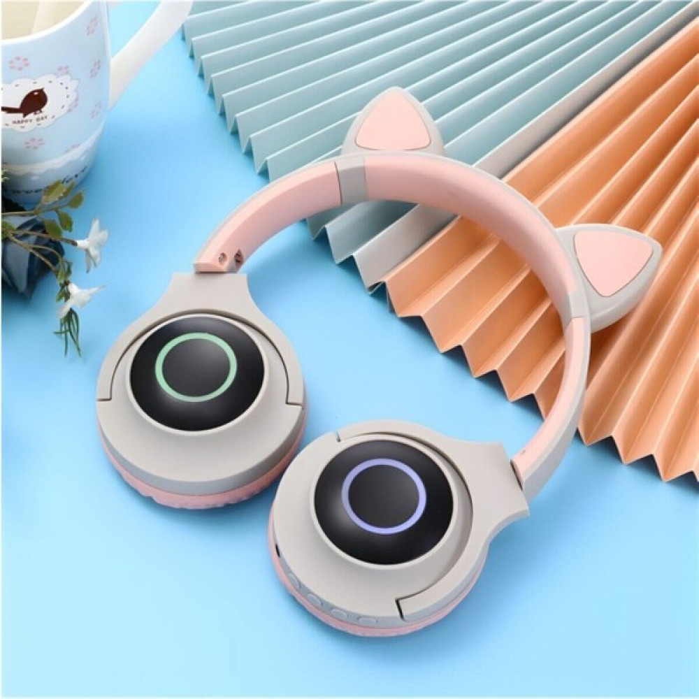 Heartz Cat Ear B39 Kablosuz Bluetooth 5.0 LED Işıklı Kedili Çocuk Kulaklığı - Bej Kulak Üstü Kulaklık Fiyatı