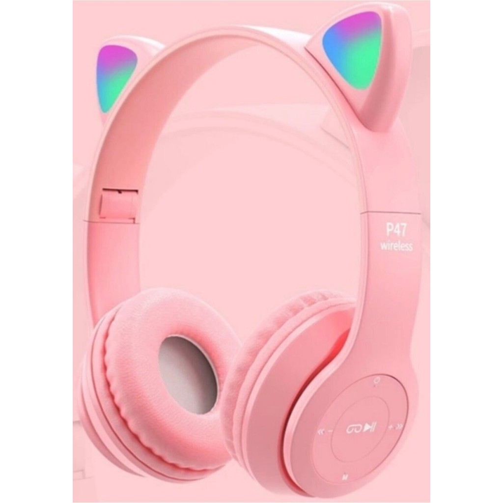 Heartz P47 Yeni Nesil Şık Tasarım LED Işıklı Kablosuz Bluetooth 5.0 Kedili Kulaklık - Pembe Evcil Hayvan Ürünleri Fiyatı