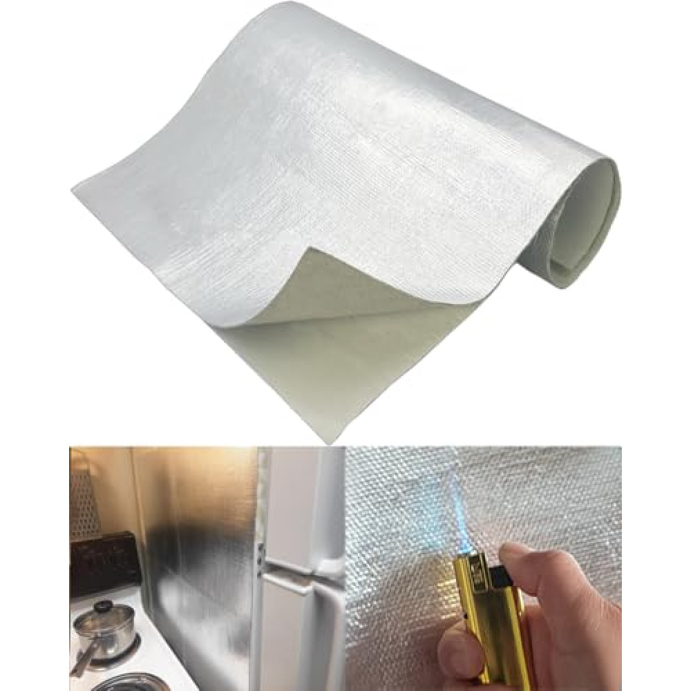 Heat Shield Automotive Thermal Barrier - 12" X 24" Aluminum Backed Aluminized Self Adhesive Fiberglass Insulation Reflective Material High Temp Protection for Exhaust Heat Sheet Wall Behind Grill