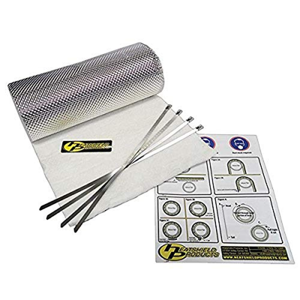 Heatshield Products 176005 Heatshield Armor Kit 1/2" Thick x 1' Wide x 5' Long Exhaust Heat Shield Kit with 4 Stainless Steel Locking Ties