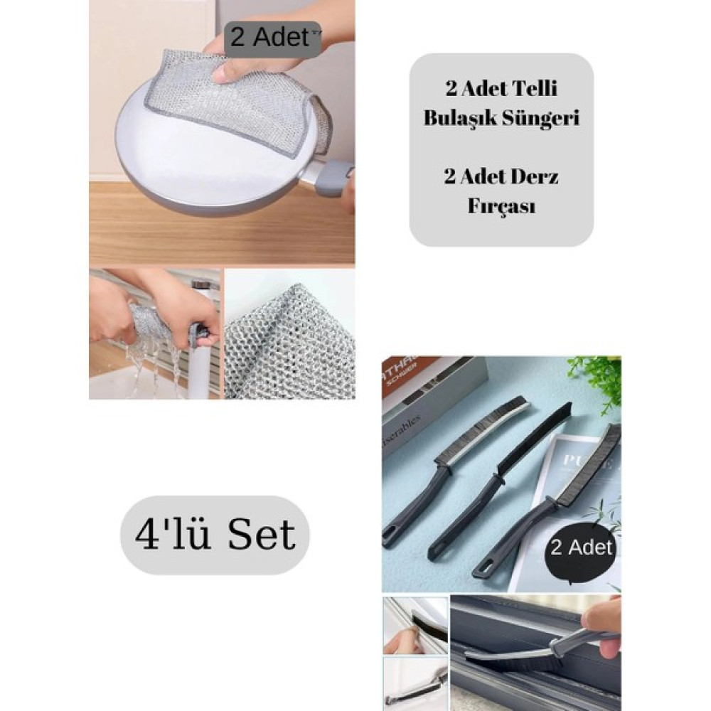 Heaven House 2 Derz Fırçası+ 2 Bulaşık Süngeri |multi Ince Temizlik Fırçası Derz Arası | Telli Bulaşık Bezi | Kir Pas Sökücü | Sihirli Temizlik Bezi ve Süngeri | Bulaşık Sünger | Temizlik Bezi Oto Boyaları Fiyatı