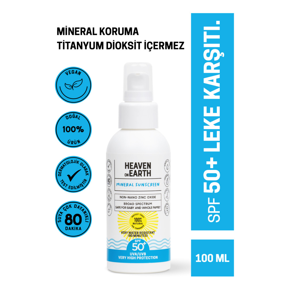Heaven on Earth 50+ Spf Vegan Güneş Kremi %100 Doğal Ve Organik Içerikli Mineral Korumalı Suya Dayanıklı 100 Ml Bebek Güneş Kremi Fiyatı