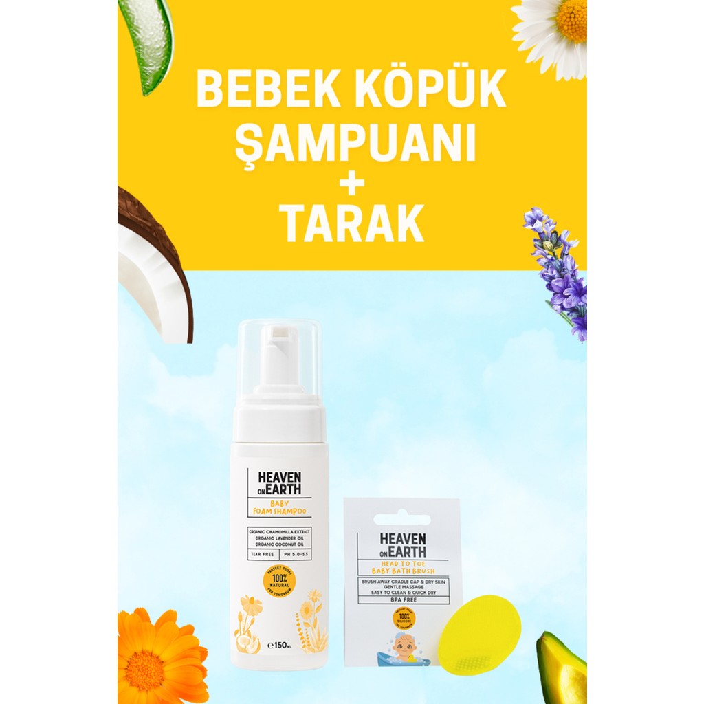 Heaven On Earth Bebek Konak Seti %100 Doğal Bebek Köpük Şampuanı ve Bpa Içermeyen Silikon Konak Tarağı Bebek Şampuanı Fiyatı