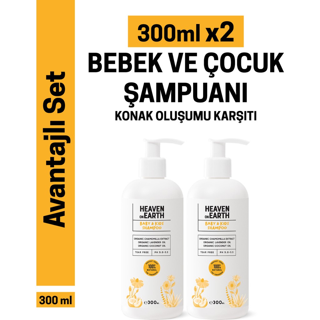 Heaven On Earth Konak Önleyici Bebek ve Çocuk Saç ve Vücut Şampuanı 300 ml X 2 Vegan Parabensiz - Şeffaf Beyaz Bebek Şampuanı Fiyatı
