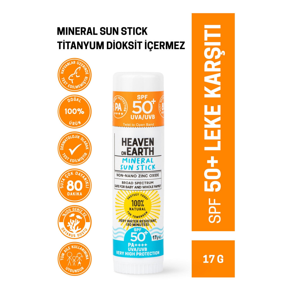 Heaven on Earth Suya Dayanıklı %100 Doğal- Organik Içerikli Mineral Güneş Koruyucu Stick Spf50 / Pa 17gr Bebek Güneş Kremi Fiyatı