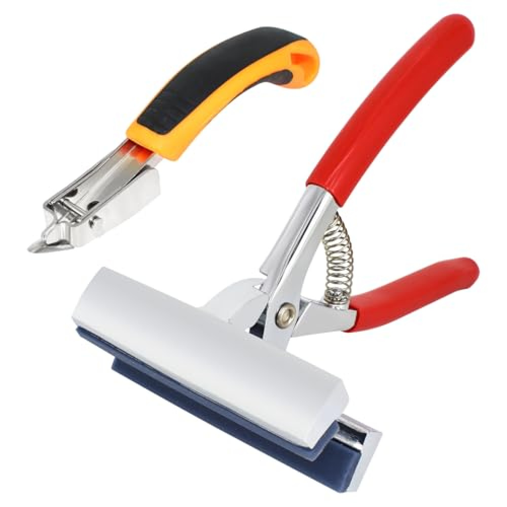 Heavy Duty Canvas Pliers and Staple Remover Set, Stainless Steel Anti-Corrosion Canvas Stretching Pliers Stretcher with Spring Return Handle 4-3/4" Wide Grip for Canvas Stretching Bars Oil Painting