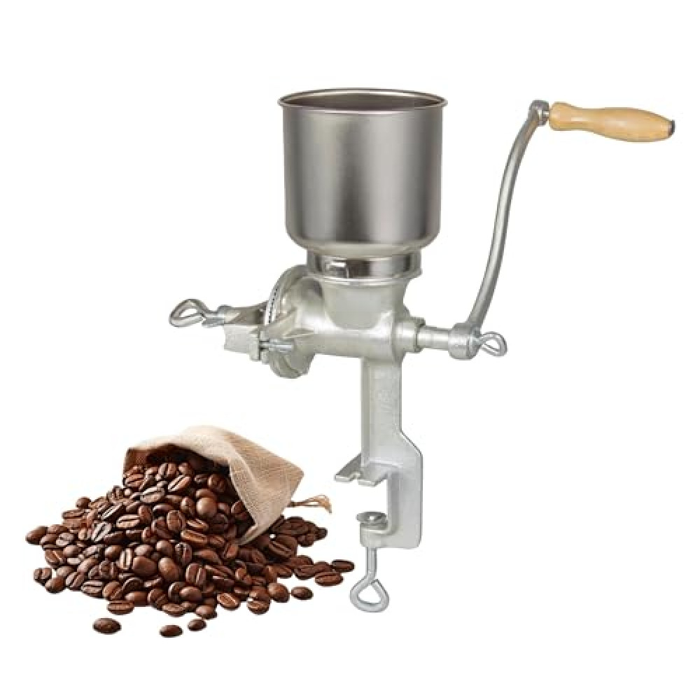 Heavy Duty Cast Iron Manual Grain Mill & Coffee Grinder - Dry/Wet Grinding for Wheat, Corn (XL)