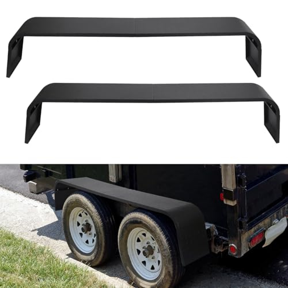 Heavy Duty Trailer Fenders with Assembly Structure Design Fit 13"-15" Tires, Detachable Trailer Fenders-Steel Diamond Tread Plate Tandem Axle for Car Hauler Trailer, Cargo Trailer, 2 Pack