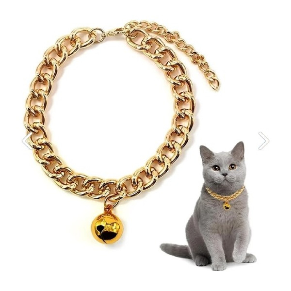 Hebmeyy Ayarlanabilir Zincir Alüminyum Zilli Gold Lüx Kedi ve Küçük Irk Köpek Kolye Tasması - Sarı - M Evcil Hayvan Ürünleri Fiyatı