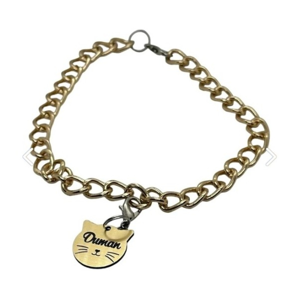 Hebmeyy Kedi Gold, Gümüş, Siyah Isimlik ve Kolye Design Künye ve Kolye, Kedi Isimlikli Zincir Kolye - Sarı - S Evcil Hayvan Ürünleri Fiyatı