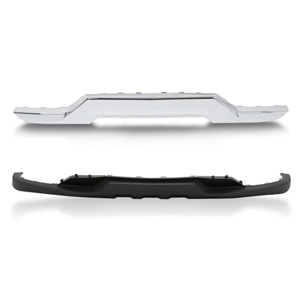 HECASA Front Lower Bumper Valance With Chrome Skid Plate Set Compatible With 2016 2017 2018 2019 Chevrolet Chevy Silverado 1500 84029815 23243083 GM1044128 GM1015134C Skid Plate W/Tow Hook Holes