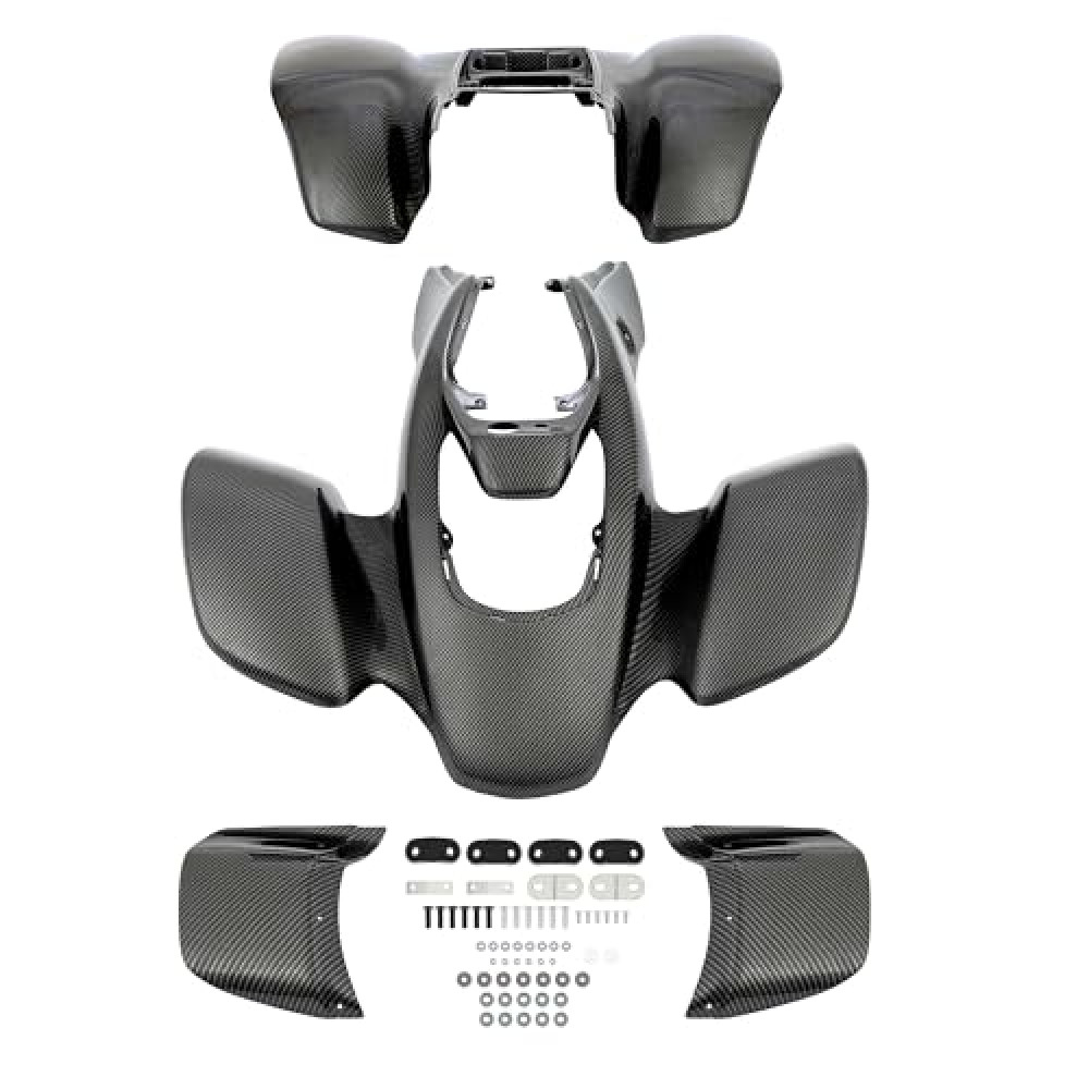 HECASA Plastic Front+Rear Fenders Compatible with 1999-2004 Honda TRX 400EX Mud Guard Kit Carbon Fiber Color