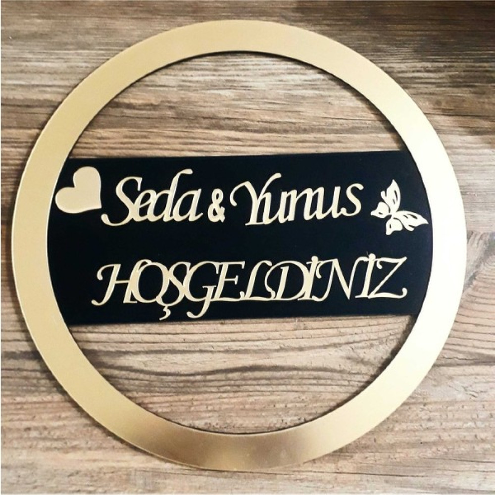 Hecatoys Kişiye Özel Ahşap Destekli Pleksi Kapı Süsü - Gold Bebek Kapı Süsü Fiyatı