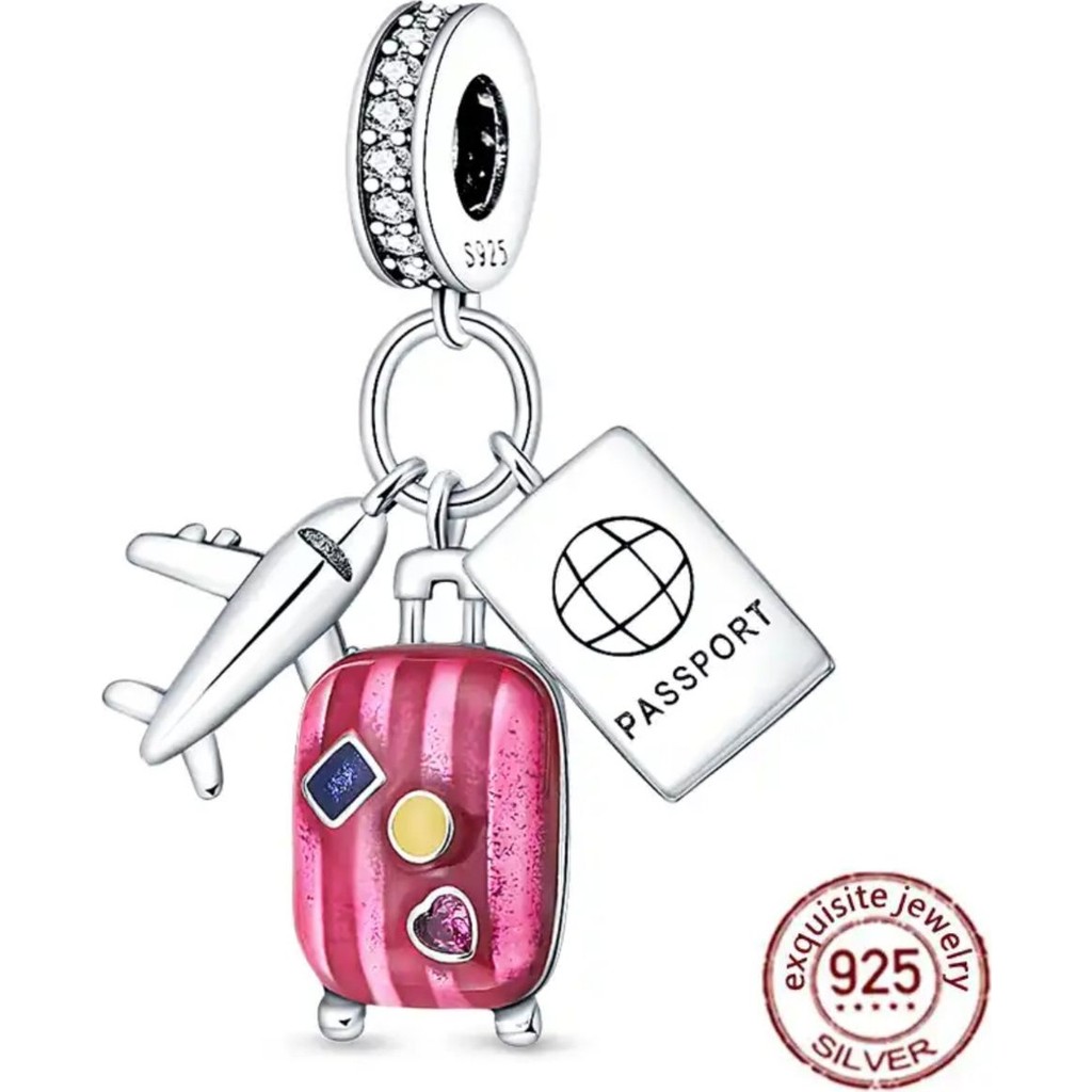 Hector Co Jewellery Üçlü Seyahat Uçak,pembe Bavul ve Pasaport Temalı Charm Bavul / Valiz Fiyatı