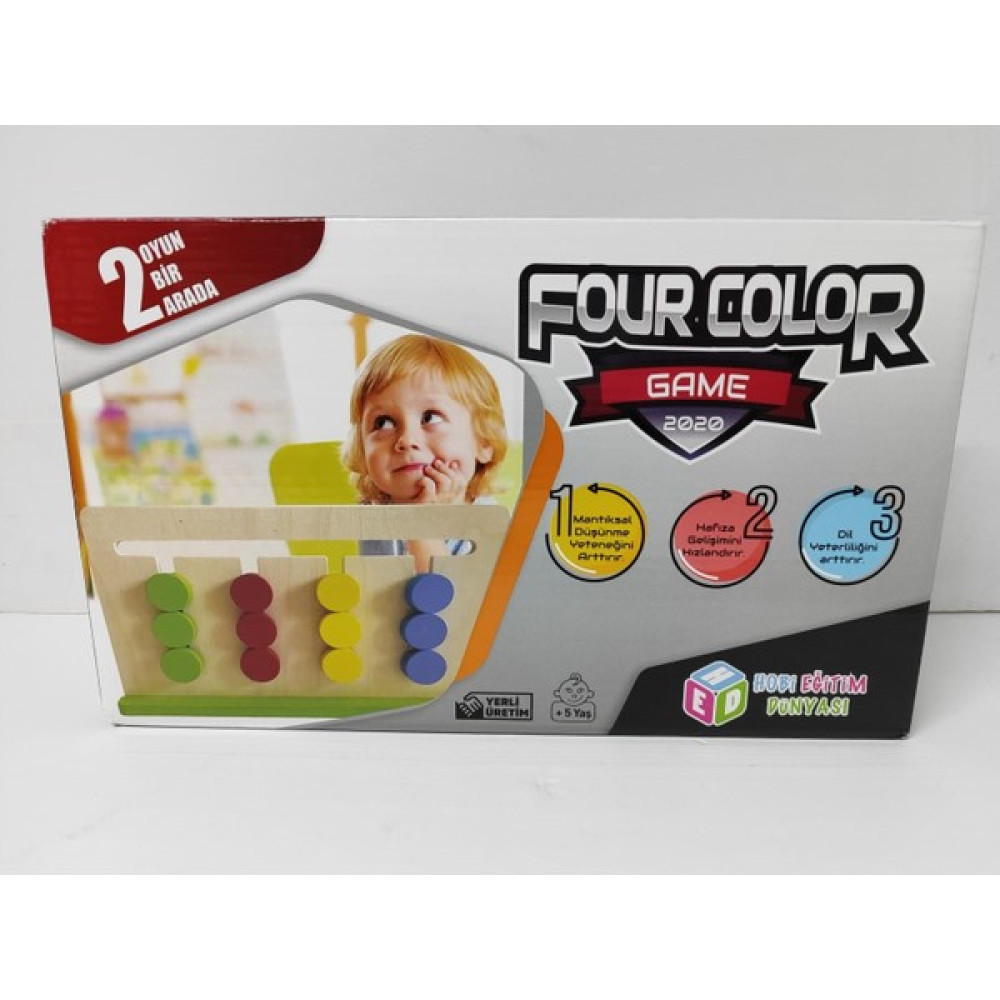 HED Four Color Game Ahşap Çocuk Akıl Zeka Oyunu Rubik Abaküs ( Dört Renk Oyunu ) - Renkli Eğitici Oyuncak Fiyatı