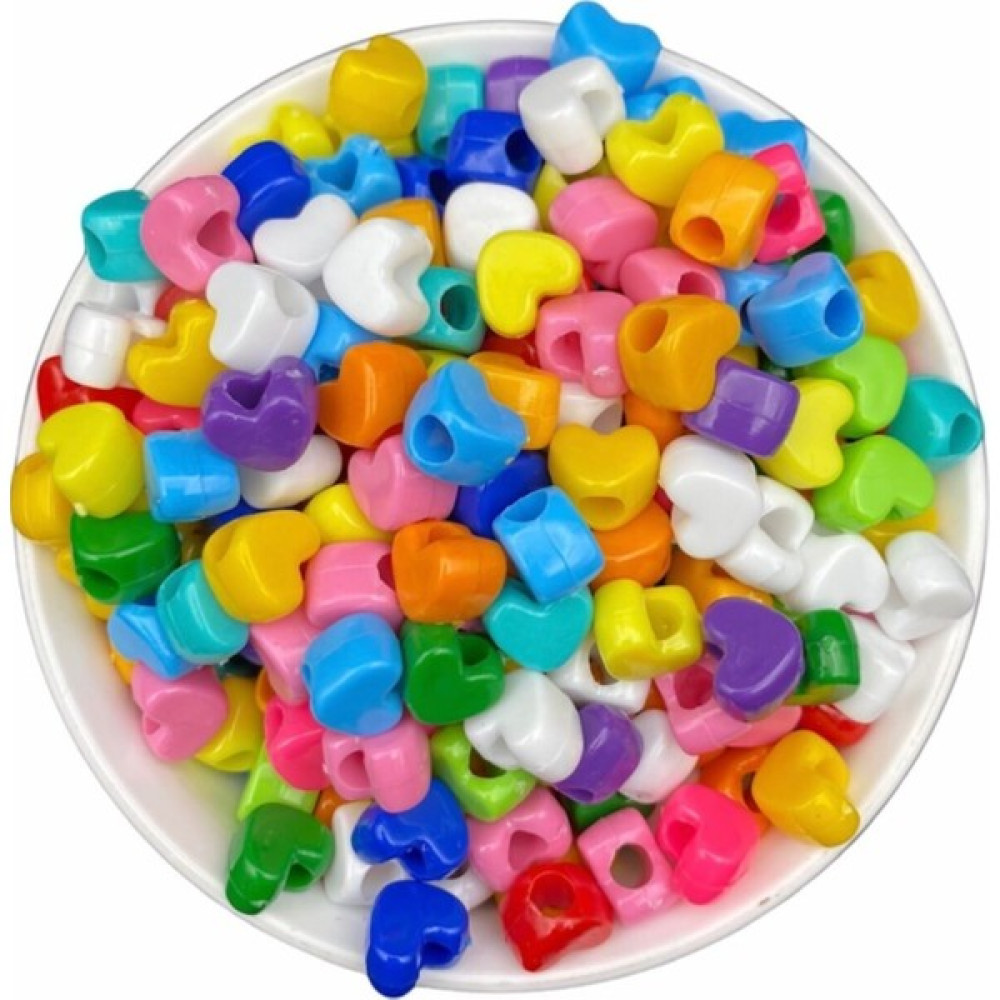Hedef Bijuteri Geniş Delikli Karışık Renkli Plastik Kalp Model Boncuk,takı,aksesuar Boncuğu (50GR,~80 Adet) Oyun & Hobi Fiyatı