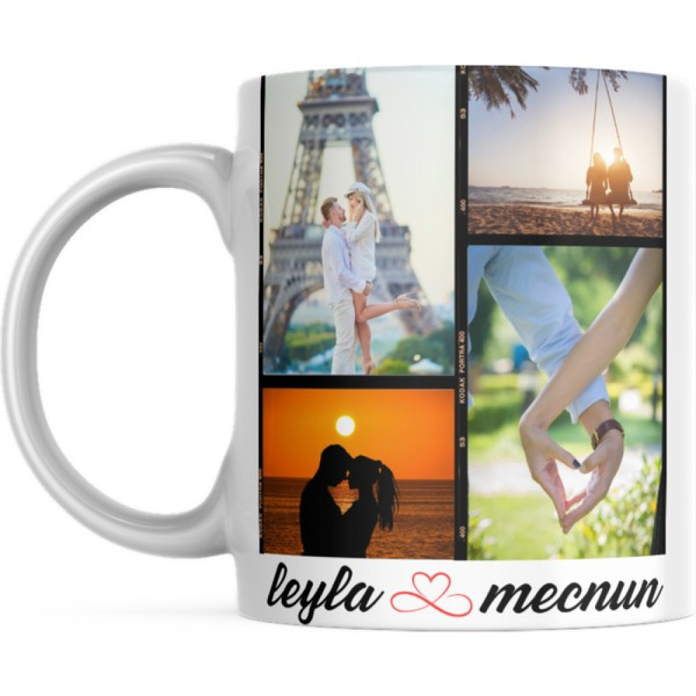 Hediye Baskılı Kişiye Özel Resim Baskılı Kupa - 4 Fotoğraf Baskılı ve Isim Yazılı Premium Porselen Kupa - Beyaz - 299 ml Fincan / Bardak / Kahve Takımı Fiyatı