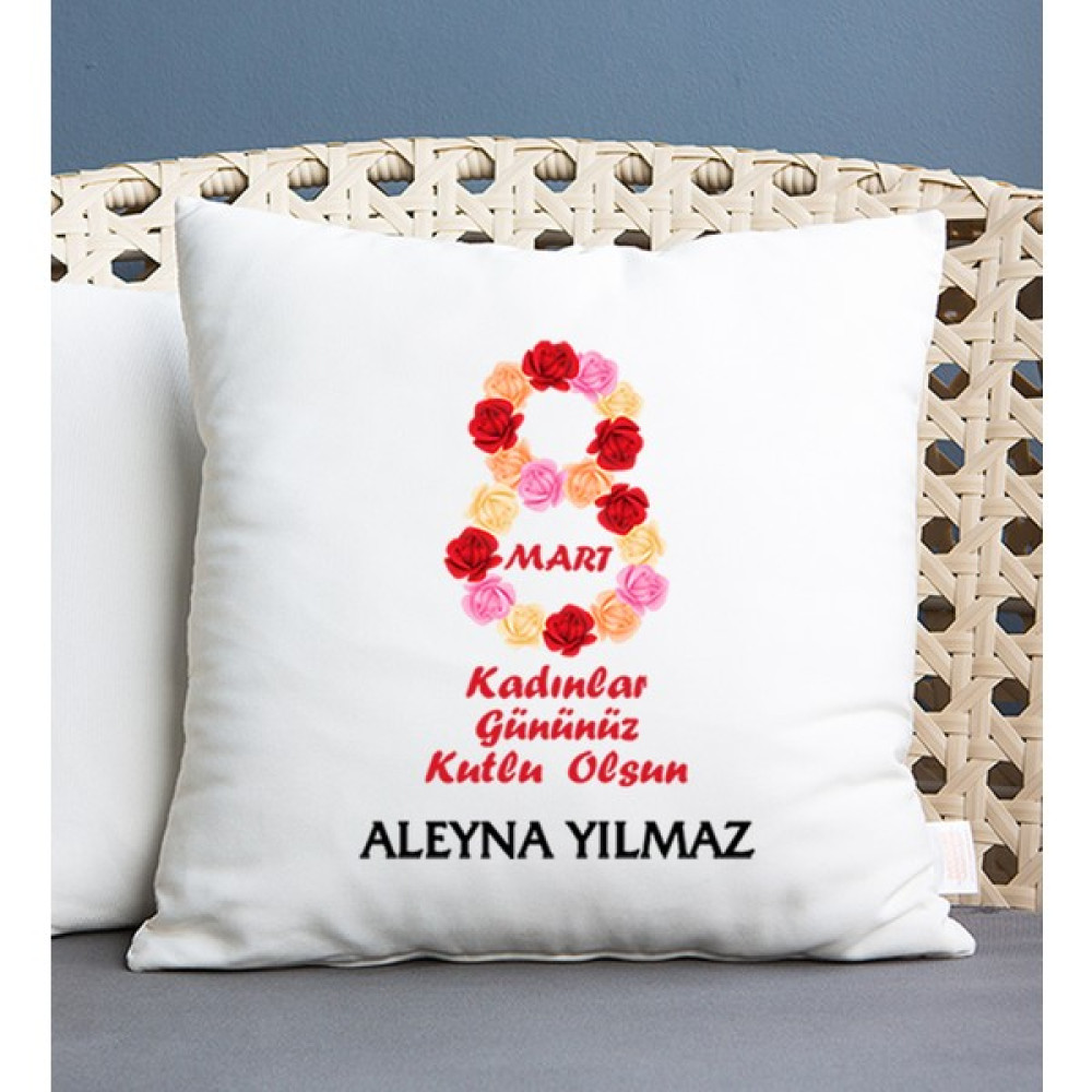 Hediye Dükkanı Kişiye Özel Kadınlar Günü Hediyesi Kare Yastık Kırlent / Mobilya Yastığı Fiyatı