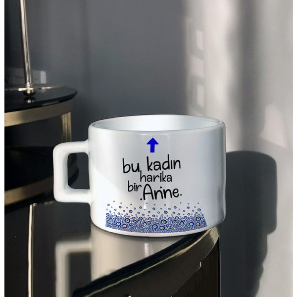 Hediye Expres Bu Kadın Harika Bir Anne Çok Nazar Boncukları Baskılı Çay-Kahve Fincanı Fincan / Bardak / Kahve Takımı Fiyatı