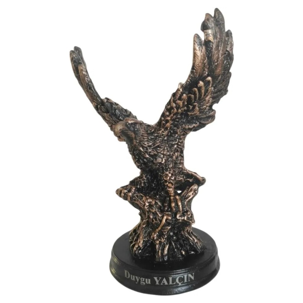 Hediye Fikri Kişiye Özel Polyester Kartal Figürü Dekoratif Heykel 13X9 cm Bronz Görünümlü Masa Üstü Kartal Biblosu - 1 - 000-Siyah Biblo Fiyatı