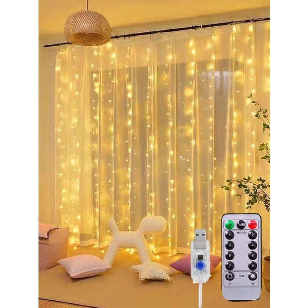 Hediye Filesi Perde LED 10 Sarkıtlı USB Li 2 Metre Kumandalı 8 Modlu (2 mt x 2 mt ) Peri LED Led Aydınlatmalar Fiyatı