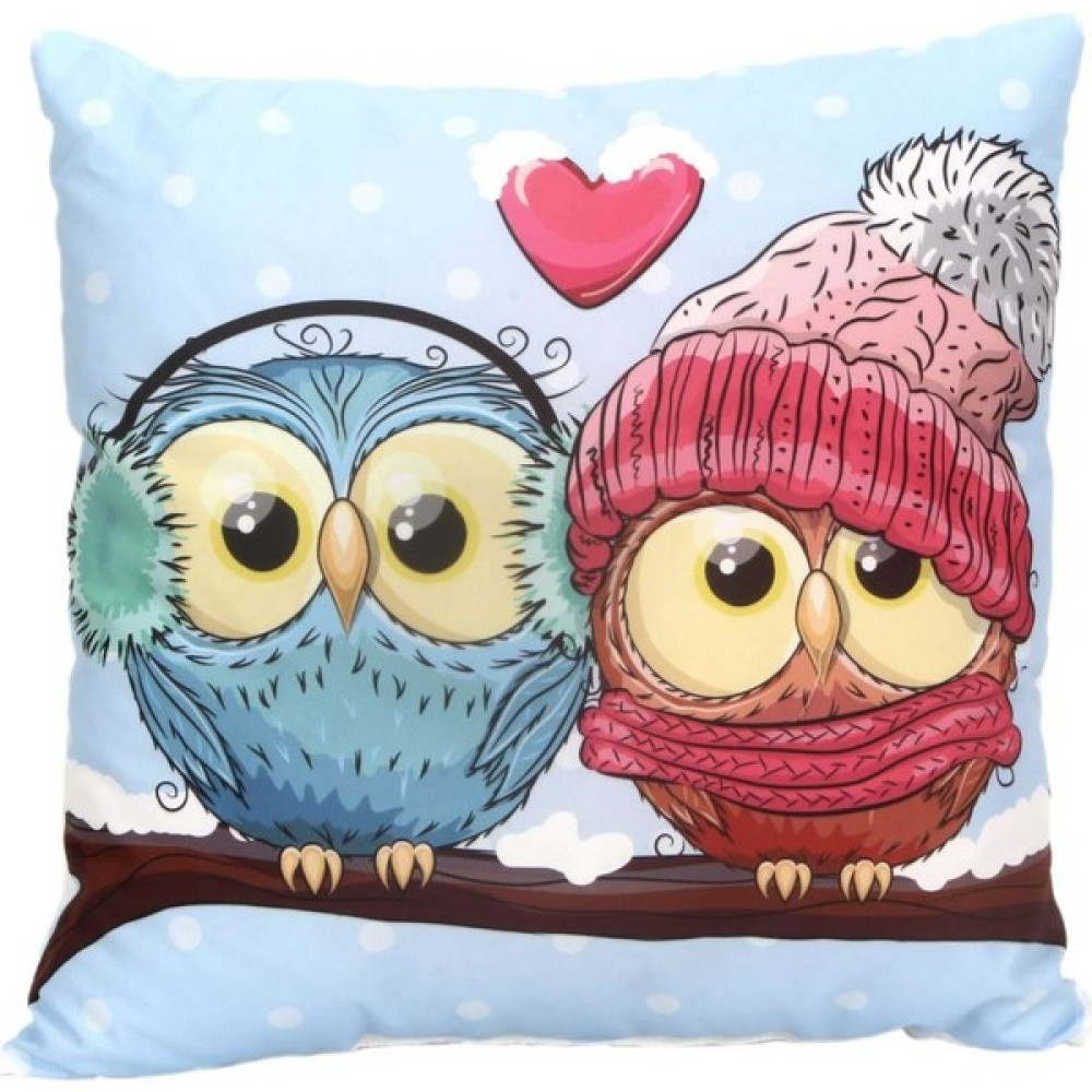 Hediye Kanalı Baykuş Yastık Büyük Boy Kırlent - 38 x 38 cm - Renkli Yastık Fiyatı