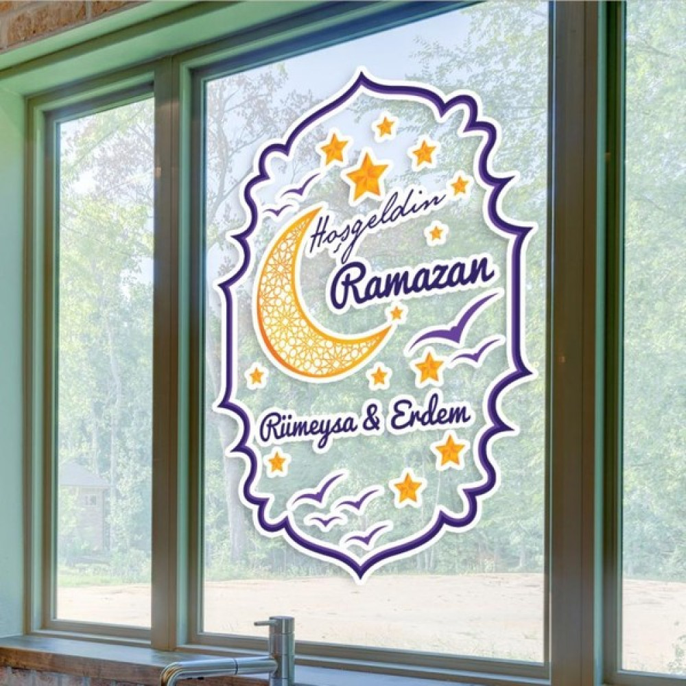 Hediye Kesesi Kişiye Özel Hoşgeldin Ramazan Cam - Duvar Sticker Seti HK2550 Duvar Stickerı Fiyatı