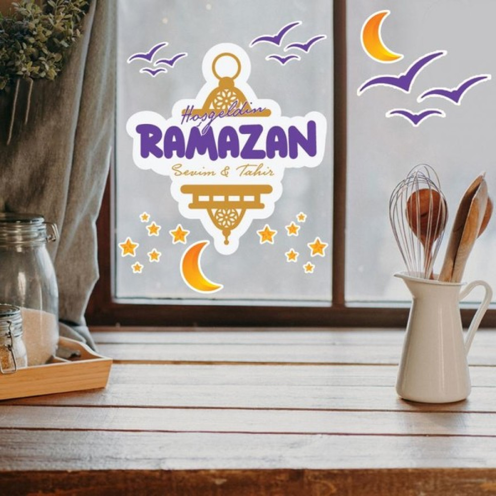 Hediye Kesesi Kişiye Özel Hoşgeldin Ramazan Cam - Duvar Sticker Seti HK2551 Duvar Stickerı Fiyatı