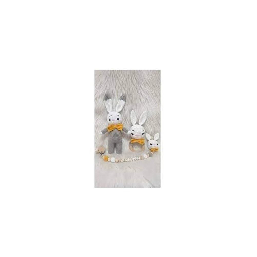 Hediye Kutusunda İsme Özel Amigurumi Uyku Arkadası Erkek tavsan Set - Gri Bebek Oyuncakları Fiyatı