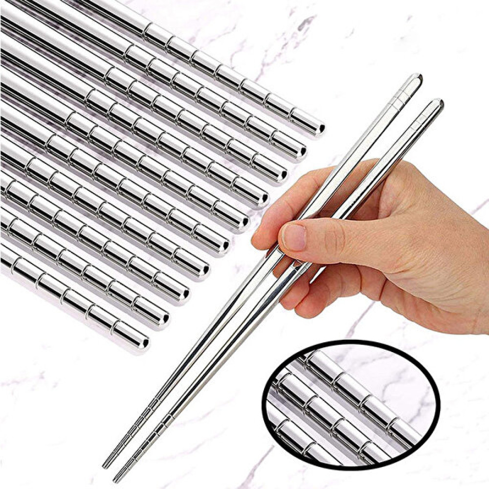 Hediye Ofisi Kore Yemek Çubuğu Paslanmaz Metal Chopstick 5'li - Gümüş Mutfak Gereçleri Fiyatı