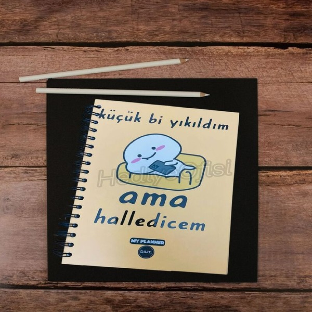 Hediye Ofisi Küçük Bi Yıkıldım Ama Halledicem Tasarımlı Konuşan Ajanda Akademik Ajanda Yıllık Planlayıcı Ajanda Fiyatı