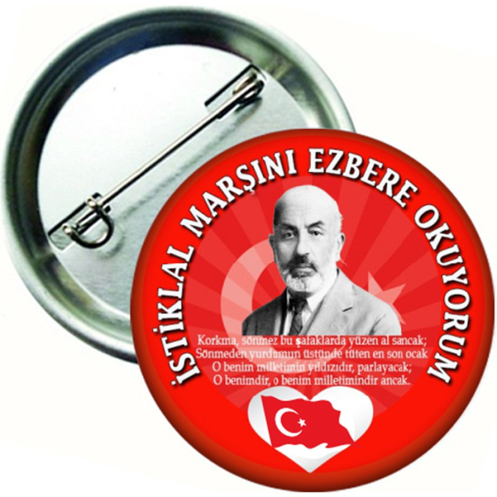 Hediye Panayırı 20 Adet - Istiklal Marşımızı Ezbere Okuyorum Öğrenci Rozeti Rozet Fiyatı