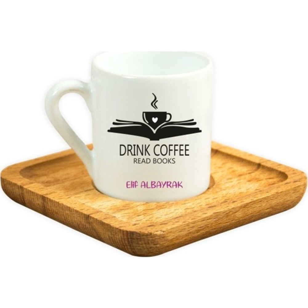 Hediye Rengi İsme Özel Ahşap Tepsili Fincan Seti - Coffe Fincan / Bardak / Kahve Takımı Fiyatı