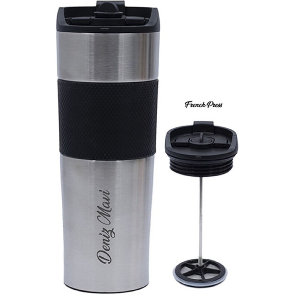 Hediye Rengi Isme Özel Premium French Press Çelik Termos 450 ml M3 Kamp Mutfağı Fiyatı