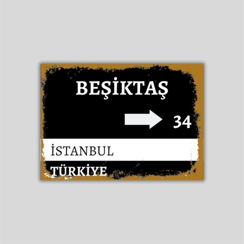Hediye Vakti Beşiktaş Sokak Tabelası Görünümlü Retro Ahşap Poster - 15 x 10 - Renkli Poster Fiyatı