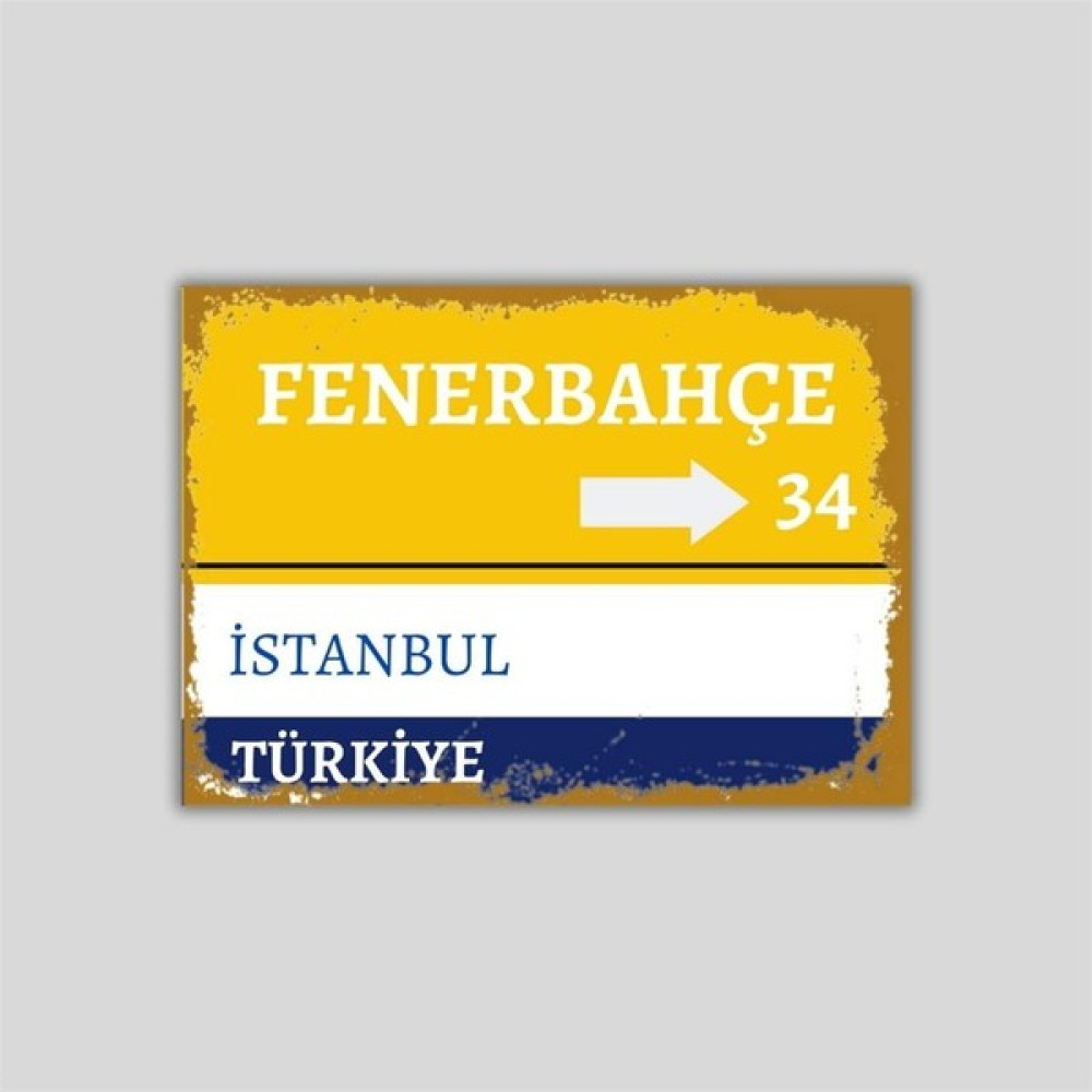 Hediye Vakti Fenerbahçe Sokak Tabelası Görünümlü Retro Ahşap Poster - 15 x 10 - Renkli Poster Fiyatı