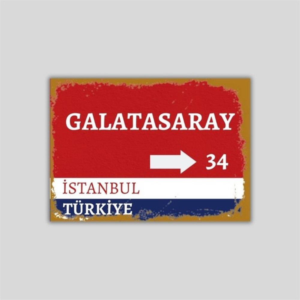 Hediye Vakti Galatasaray Sokak Tabelası Görünümlü Retro Ahşap Poster - 15 x 10 - Renkli Poster Fiyatı