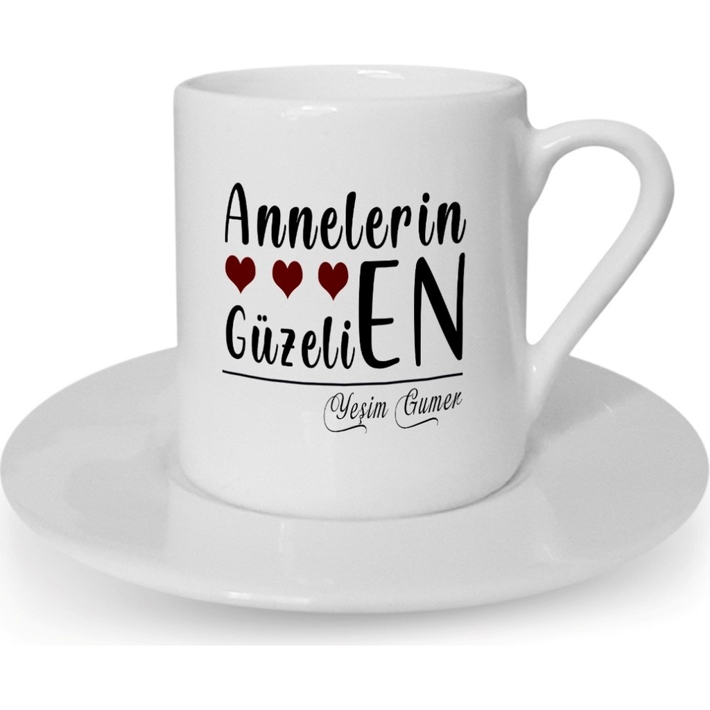 Hediye Zengini Kişiye Özel Annelerin En Güzeli Tasarımlı Beyaz Kahve Fincanı Fincan / Bardak / Kahve Takımı Fiyatı
