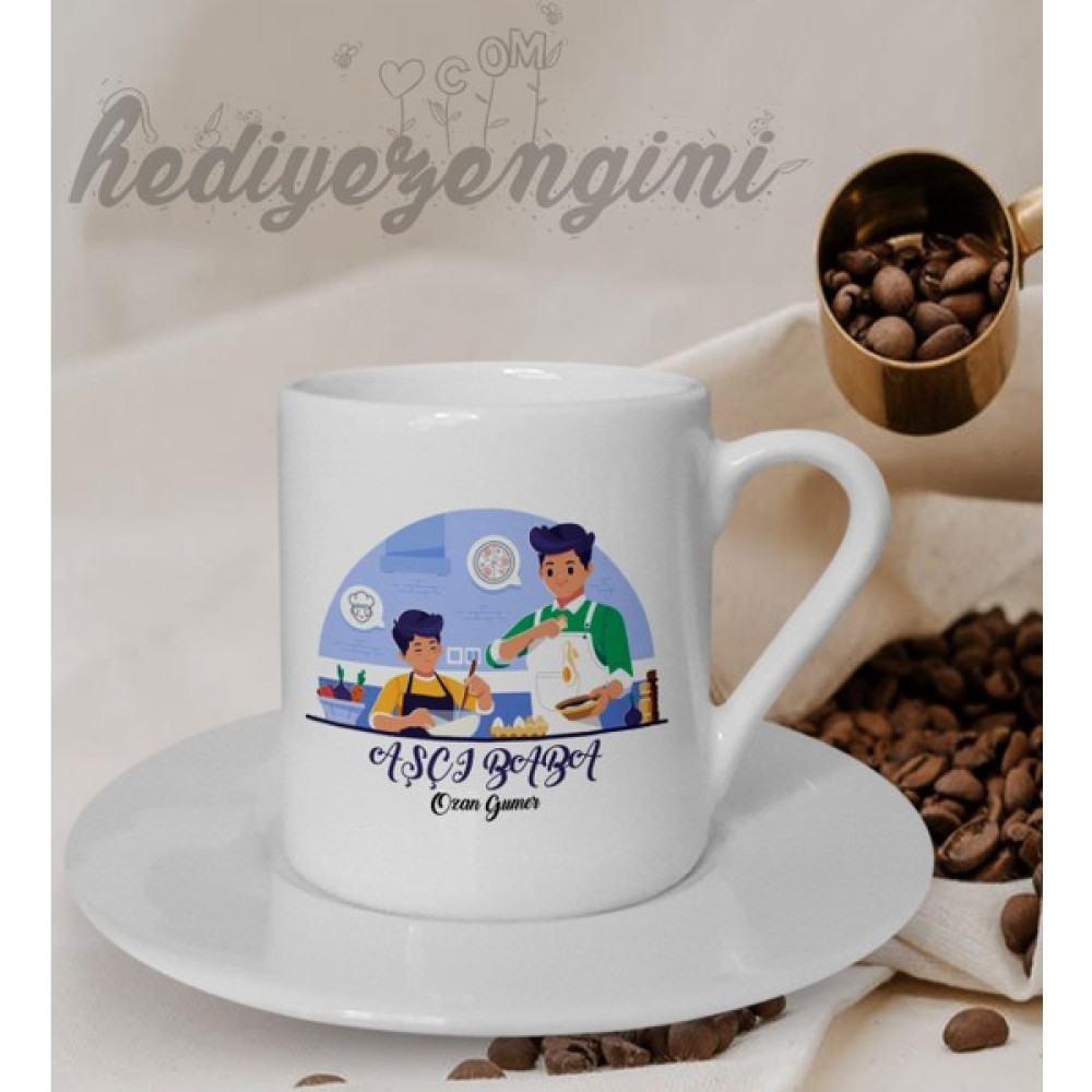 Hediye Zengini Kişiye Özel Aşçı Baba Temalı Beyaz Kahve Fincanı Fincan / Bardak / Kahve Takımı Fiyatı