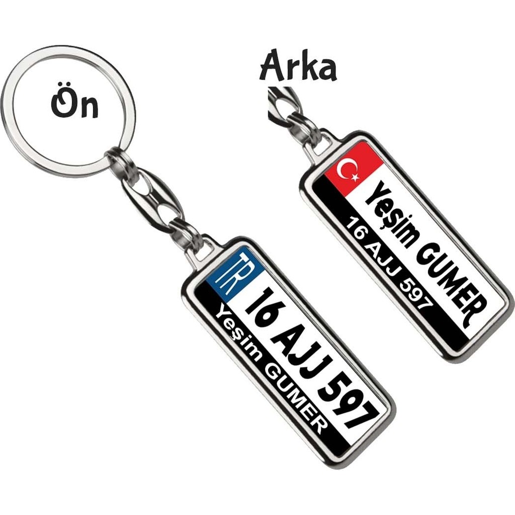 Hediye Zengini Kişiye Özel Ay Yıldız 5 Tasarım Anahtarlık Plaka Anahtarlık - Gümüş Anahtarlık Fiyatı