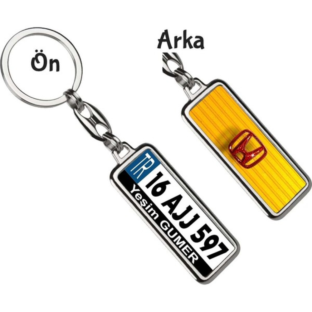 Hediye Zengini Kişiye Özel Honda Kırmızı Parıltı Logo Tema Plaka Anahtarlık - Gümüş Anahtarlık Fiyatı
